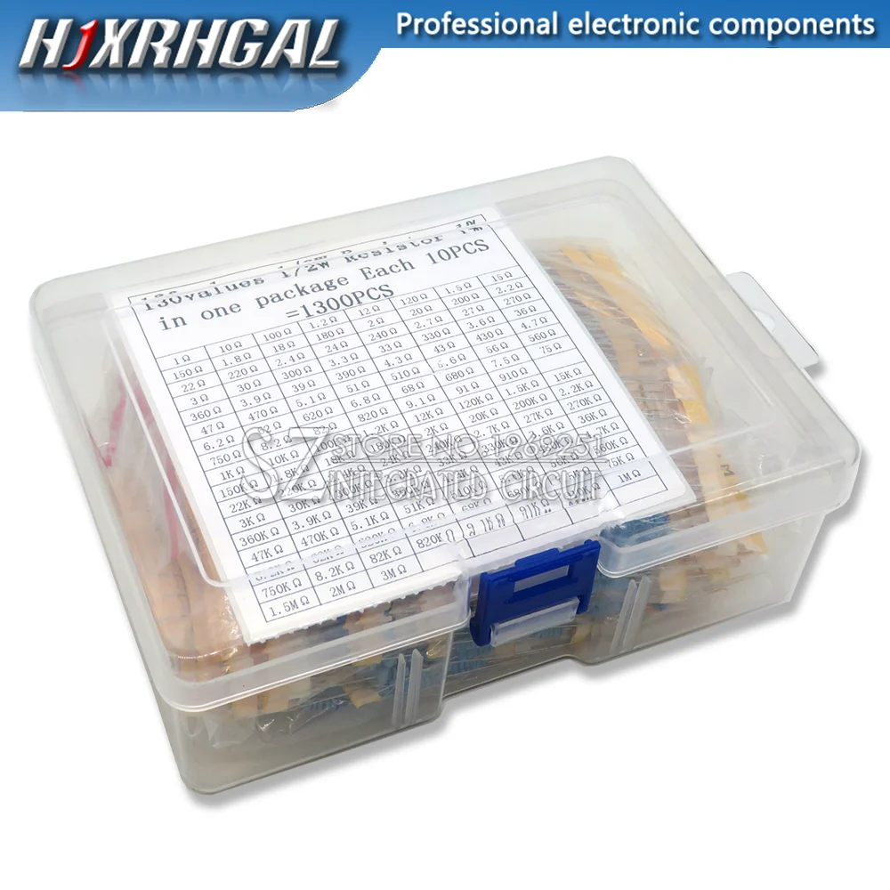 

130Values 1/4W 1/2W 1/6W 1W 2W 0.25W 1% Metal Film Resistors Assorted Pack Kit Set Resistors Assortment Kits Fixed resistor