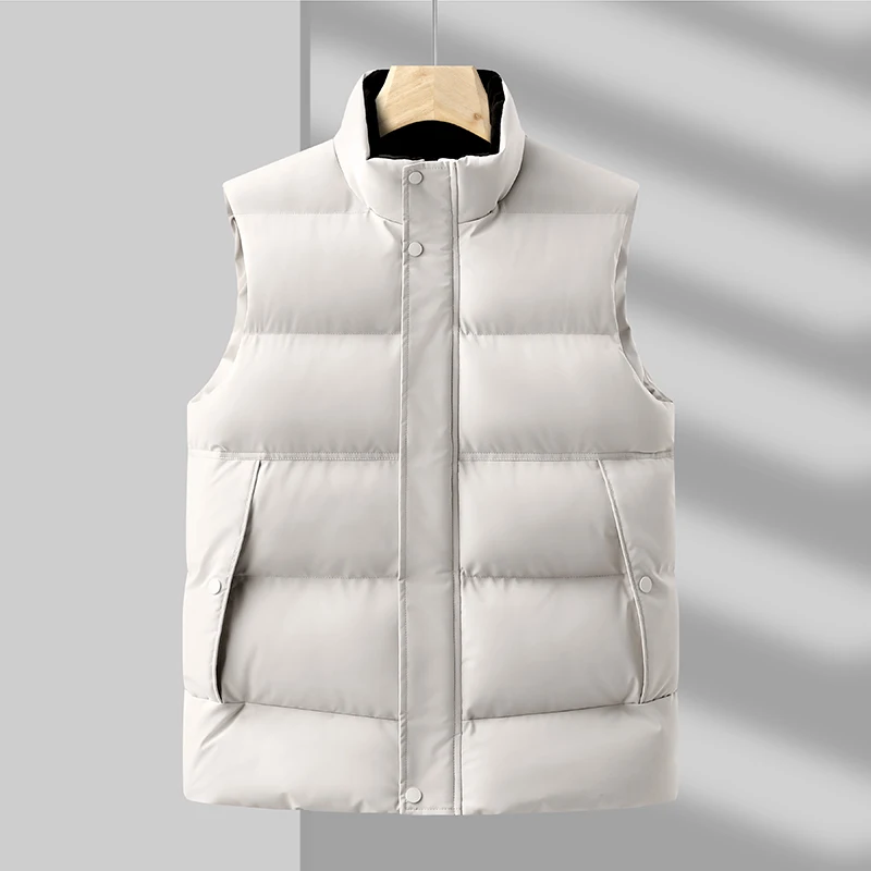 L-8XL Large Vest Winter Men's Casual Cotton Jacket Solid Color Light Plate Breadms Tank Top Stand Collar with Thick Cotton