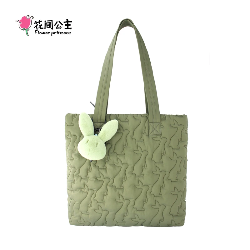 Flower Princess Rabbit Women\'s Bag New 2024 Trend Fashion Cute Quilted Tote Shoulder Designer Female Big Large Bags for Women