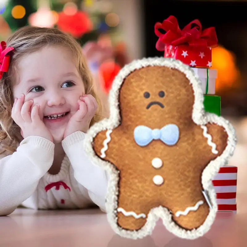 Christmas Plush Toy Cute Stuffed Doll Gingerbread Man Christmas Throw Pillow Creative Christmas Deco Soft Plush Kids Pillow For