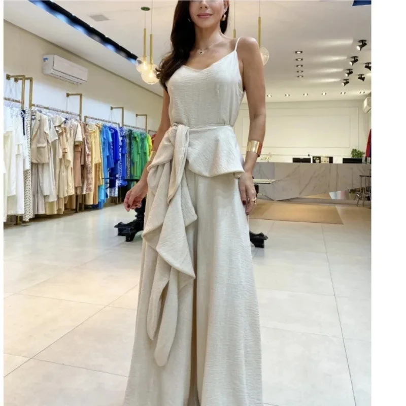 Women's Jumpsuit New Fashionable Solid Color Versatile Sleeveless Suspender Spring/summer New Style