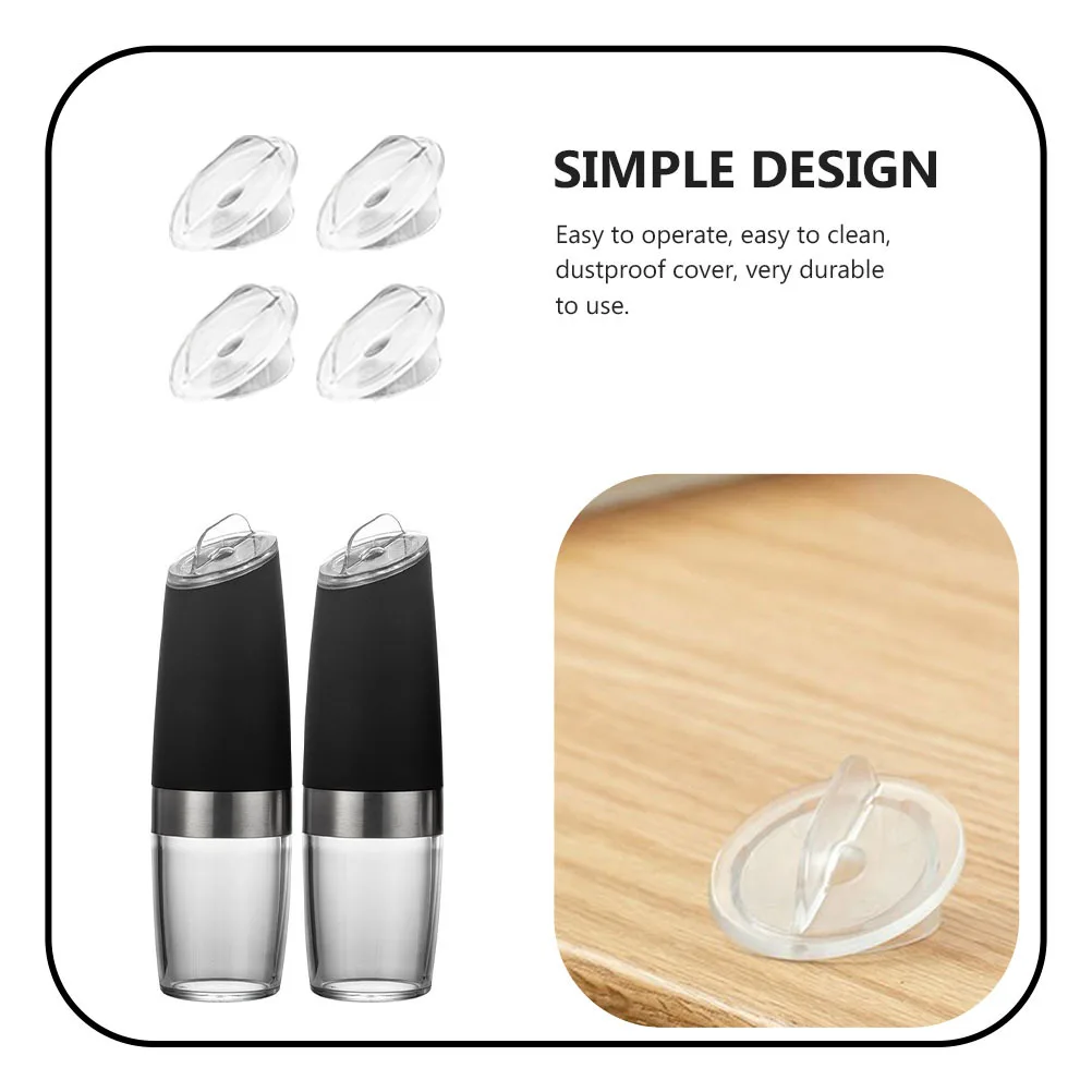 

4Pcs Pepper Mill Dustproof Cover Acrylic Kitchen Accessory Transparent Replacement Lid Pepper Mill Cover