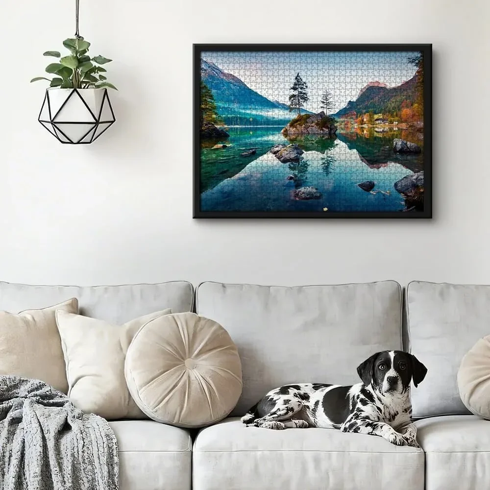 Claro lago quebra-cabeça 300/500/1000pc paisagem natural adulto quebra-cabeça de madeira para exercício cérebro pensando família gam presentes