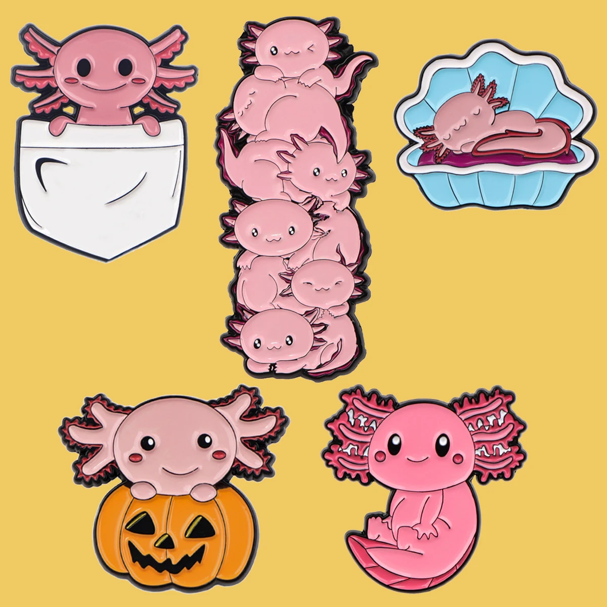 

Cute Axolotl Enamel Pin Pink Fish Brooches for Women Lapel Pin Metal Badge Collar Jewelry Clothing Accessories Kids Gifts