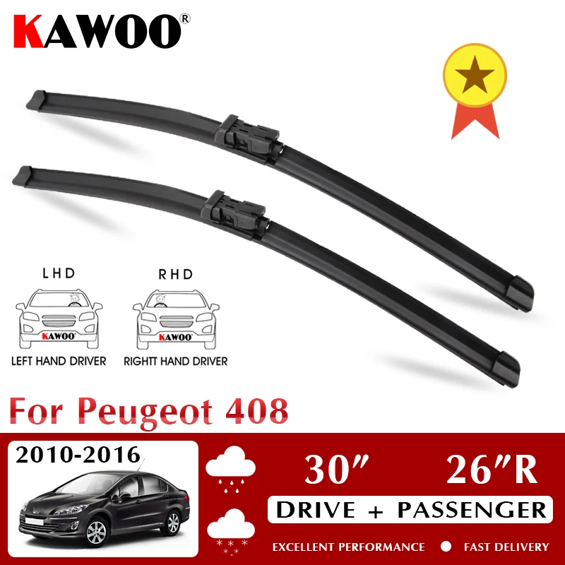 

KAWOO Wiper Car Wiper Blades For Peugeot 408 2010-2016 Windshield Windscreen Front Window Accessories 30"+26" RLHD RHD