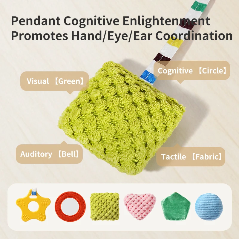 Passeggino Letto sospeso Giocattolo Massaggiagengive masticabile sicuro Regalo per neonato Giocattolo per sospensione per carrozzina con materiale morbido per neonati