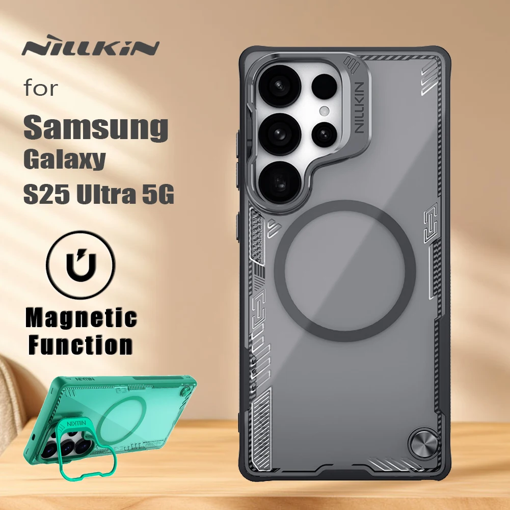 

For Samsung Galaxy S25 Ultra 5G NILLKIN Case Magsafe iceblade Prop Magnetic Camera Hollow Stand Back Cover Protection