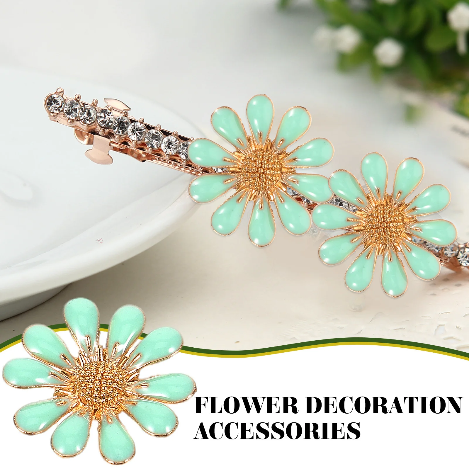 

6Pcs Rhinestone Copper Flower Design DIY Accessories Exquisite Detail Handmade Material for Women Girls DIY Accessories
