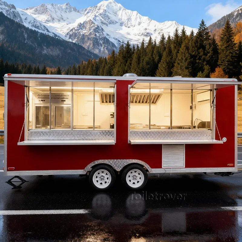 

Street Mobile Food Truck With Full Kitchen Cake Sausage Teppanyaki Sandwich Beer 16 Ft Food Trailer for Sale