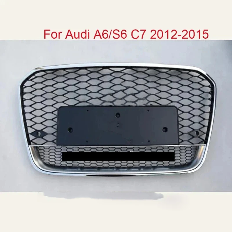 For RS6 Style Front Sport Hex Mesh Honeycomb Hood Grill Black For Audi A6/S6 C7 2012 2013 2014 2015 Car-Styling Accessories