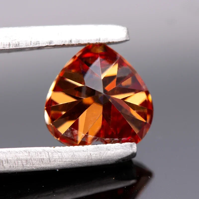 Moissanite Diamond Watermelon Red Color Heart Cut Lab Created Gemstone For Jewelry Making Materials With GRA Certificate