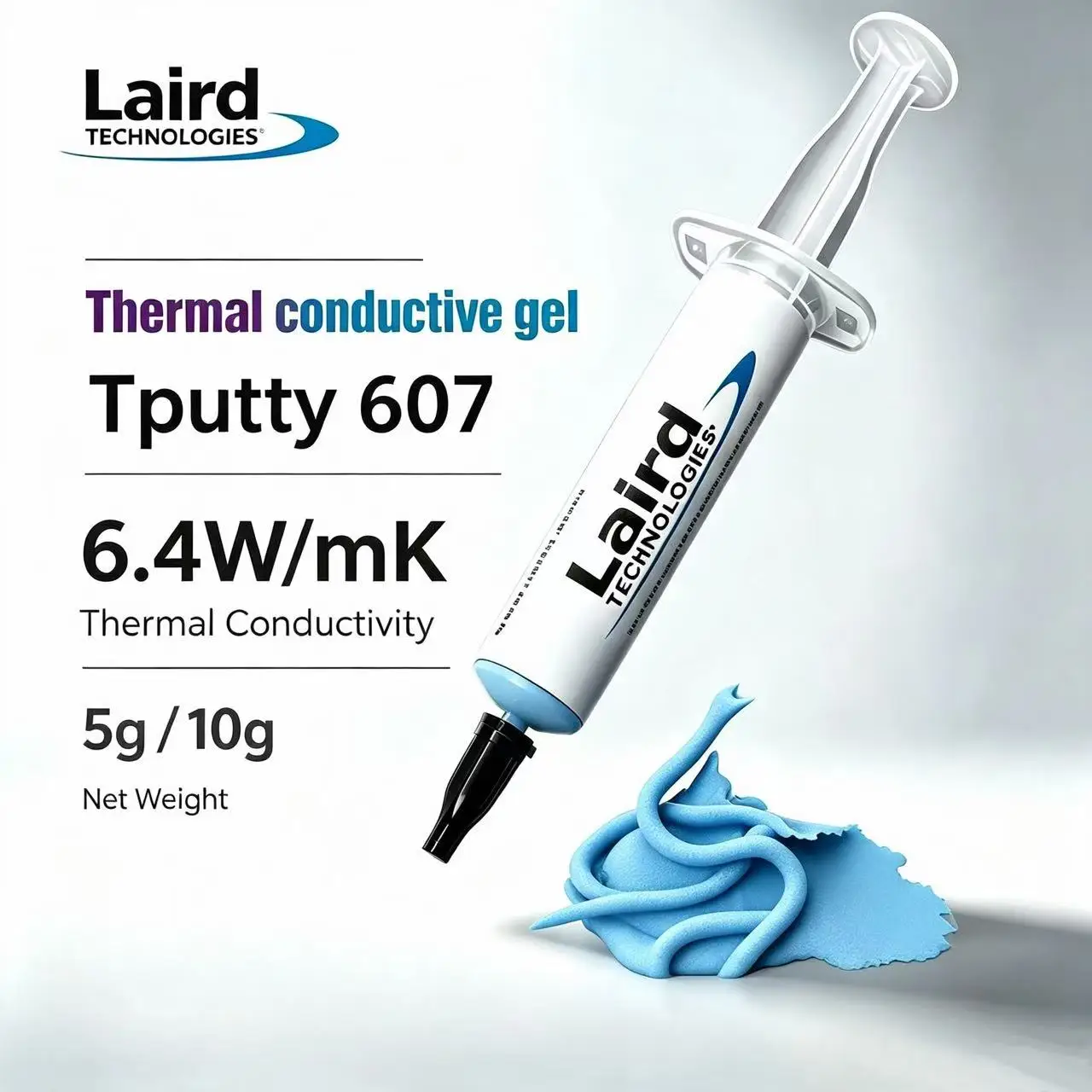 Laird Tputty 607 Thermal Conductive Gel 6.4W/mK Soft Thermal Putty for CPU GPU Notebook Graphics Card Cooling Syringe Pack 5g10g