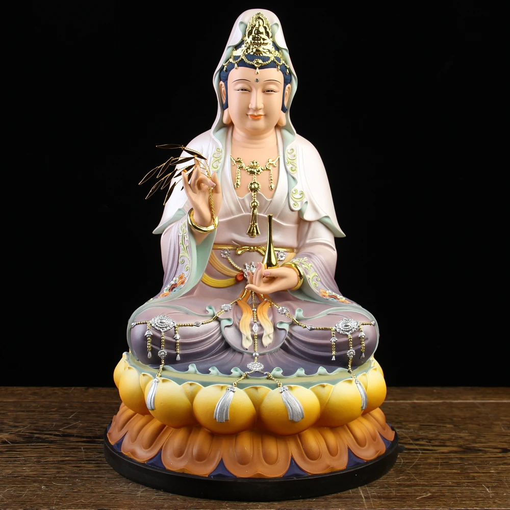 5A GOOD COLOR GUAN YIN PU SA BUDDHA figure home Altar shop Worship efficacious Talisman family Goddess Mascot statue