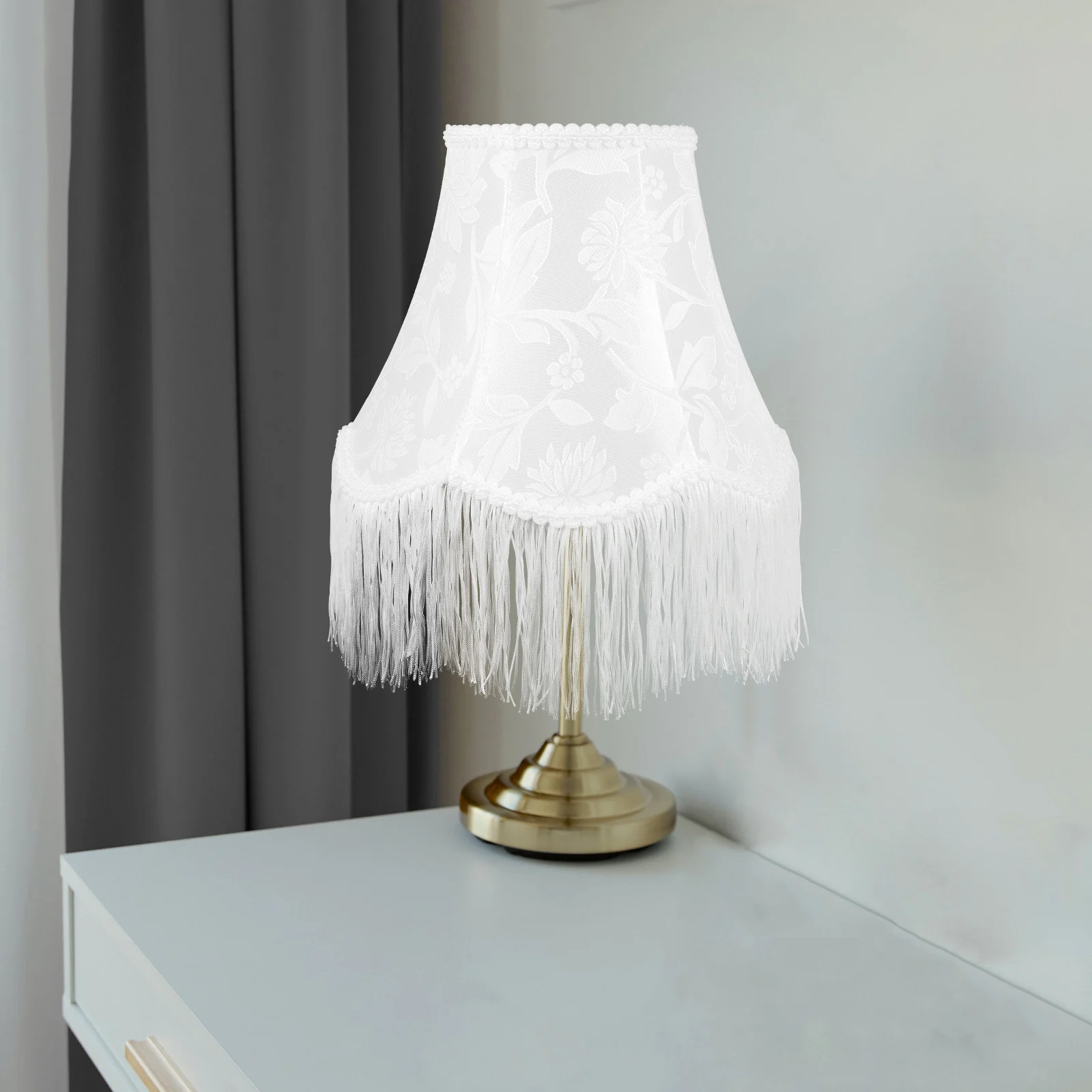 

Retro Fringe Lamp Shade Vintage Tassel Cloth Covers Pink Flowers E27 Bedside Table Lampshades Lighting Accessories