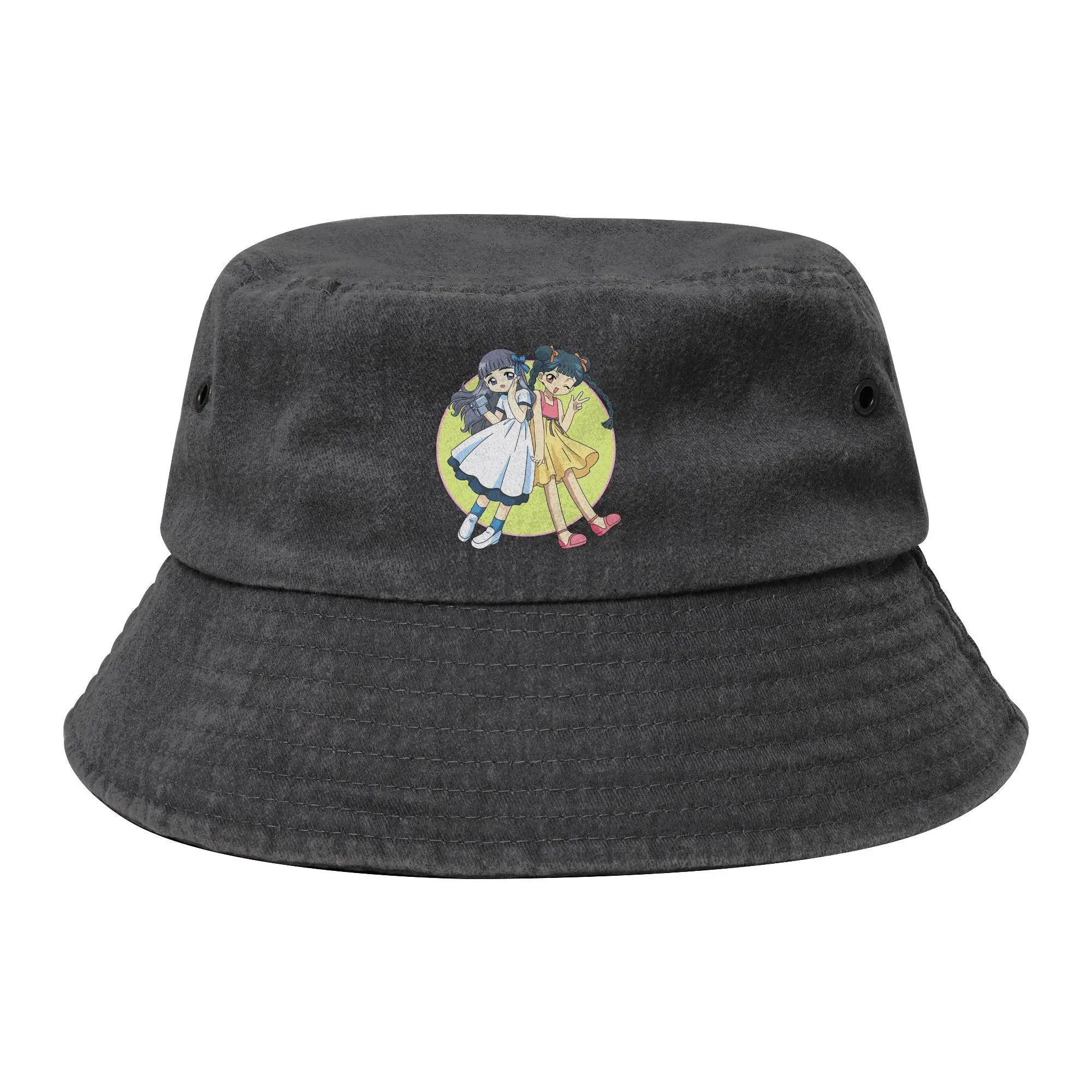 Vocation Getaway Headwear Tomoye & Meiling Cardcaptor Sakura Bucket Hats Trendy Woman Sun Hats Session Hat Fishing Hat Outdoor