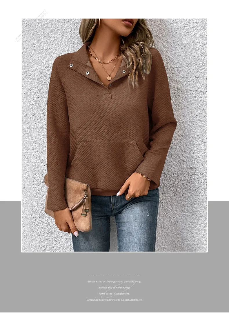 Casual Long Sleeve Hoodie Regular Fit Simple Style with Pocket Stand Collar Thin Regular Length Pullover Colorblock Women Hoodie
