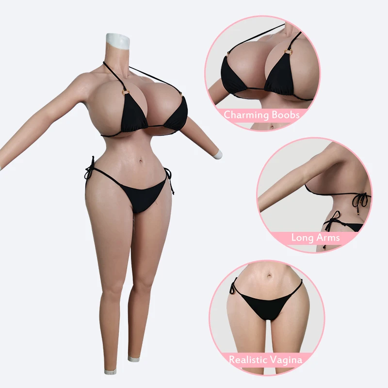 ROANYER Silicone C D E H S X Cup Boobs Forms Shemale Whole Body Suits With Arms Fake Breasts For Crossdresser Transgender