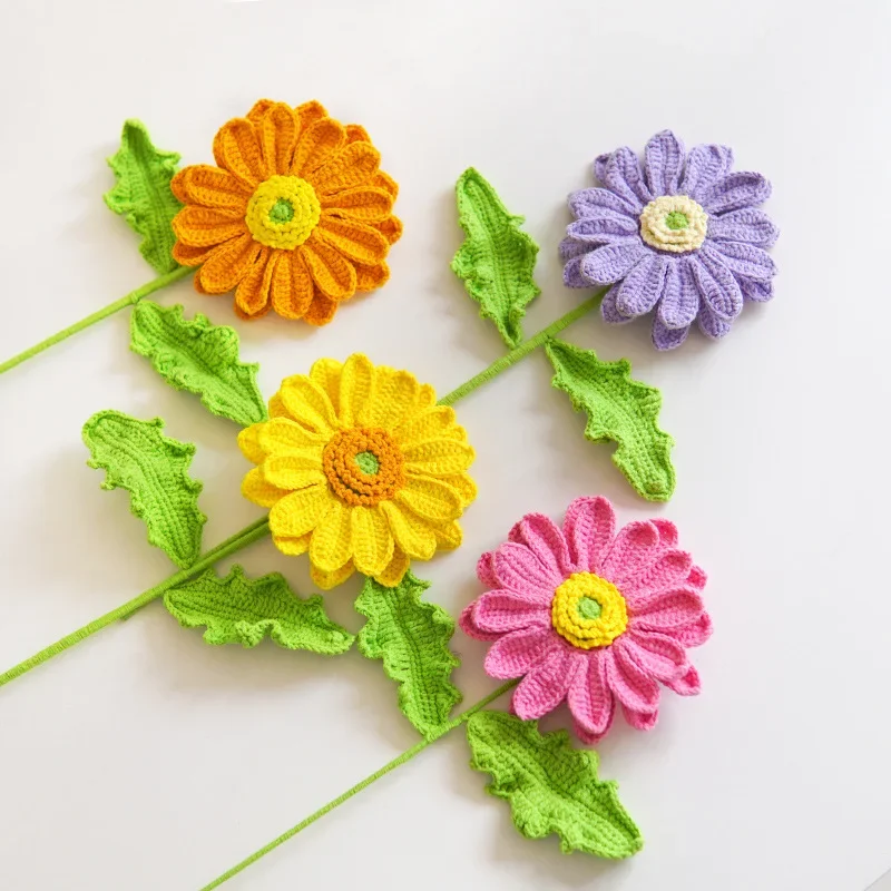 Nuevo ramo de flores de Gerbera de ganchillo a mano, regalos creativos para vacaciones