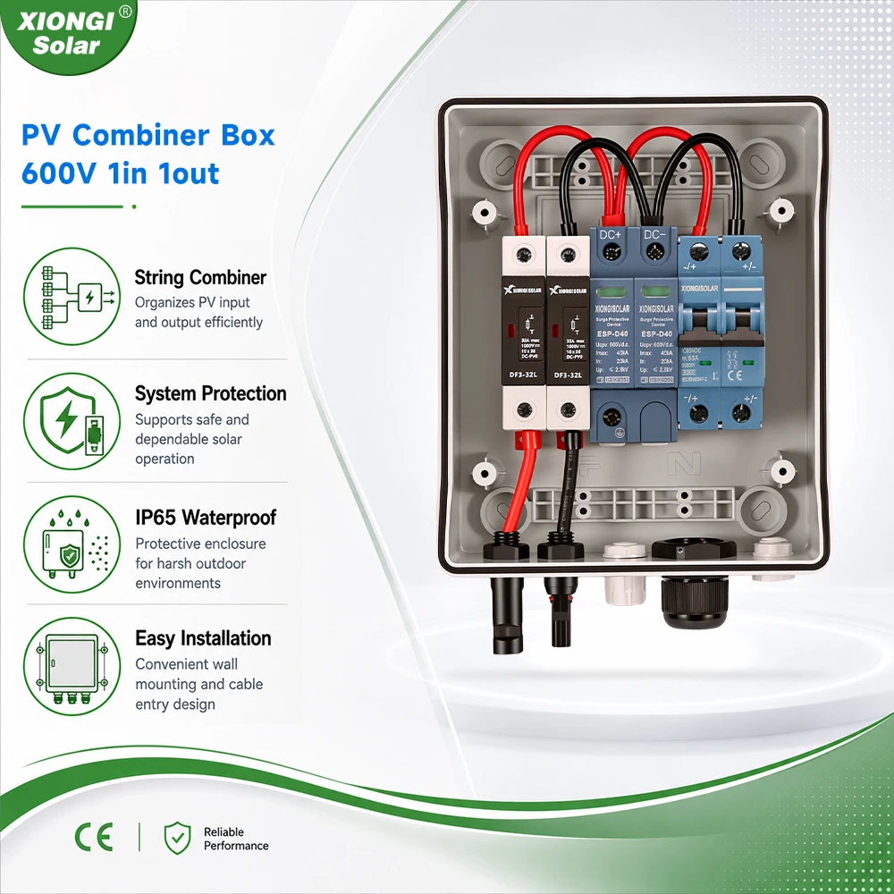 XIONGISOLAR Solar-Photovoltaik 1-1-600V Kombinationsbox, neues Gehäuse, mit Blitzschutz, PV, Photovoltaik, SPD, MCB
