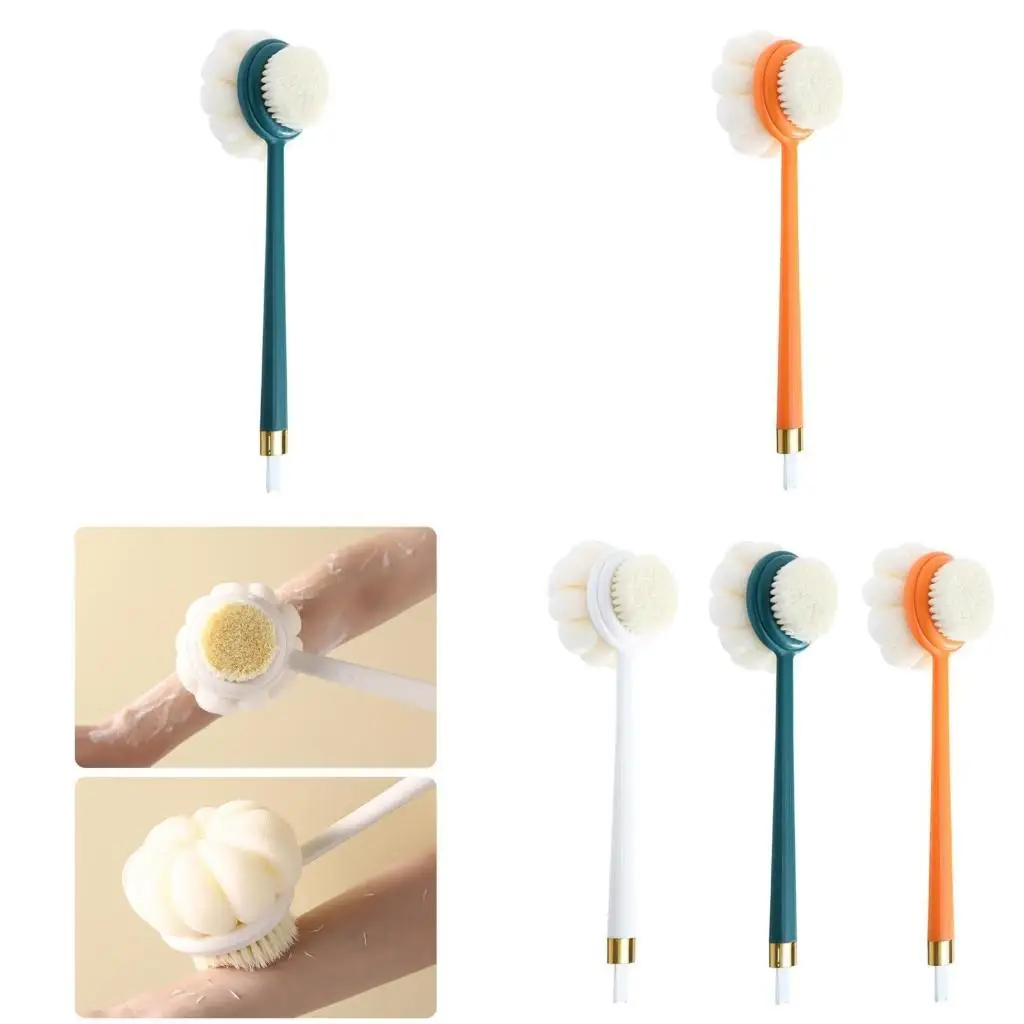 

E8BD Shower Body Brush with Long Handle Beauty Massage Equipment 2 in 1 Cleaner for Bathroom Showering Bath