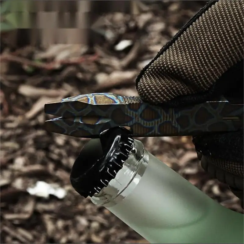 Imagem -03 - Queimar Titânio Liga Crowbar com Grampos Traseiros Abridor de Garrafas Multifunções Ferramentas Manuais Edc Camping ao ar Livre Extrator de Unhas com Paracor