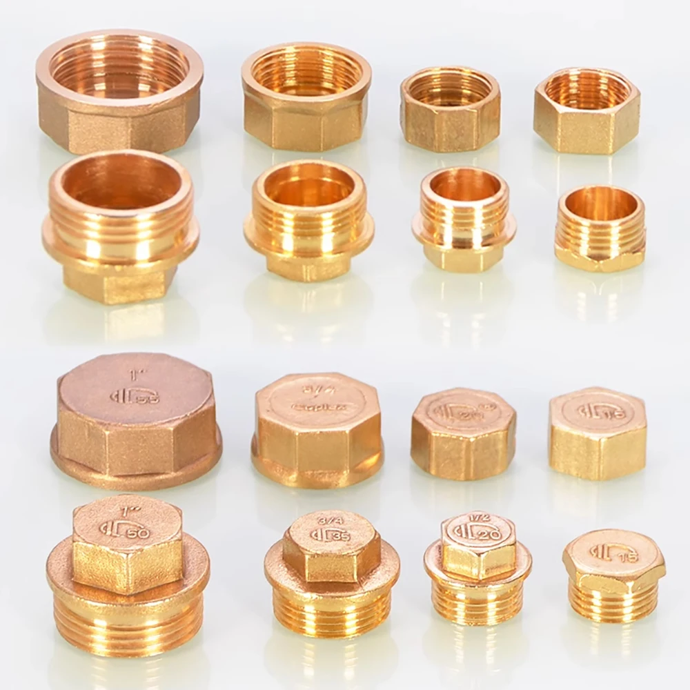 

1PCS 1/2" 3/4" G1" BSP Male Threaded Brass Pipe Hex Head Brass Stopper End Cap Plug Plumbing Fitting Connector Adapter