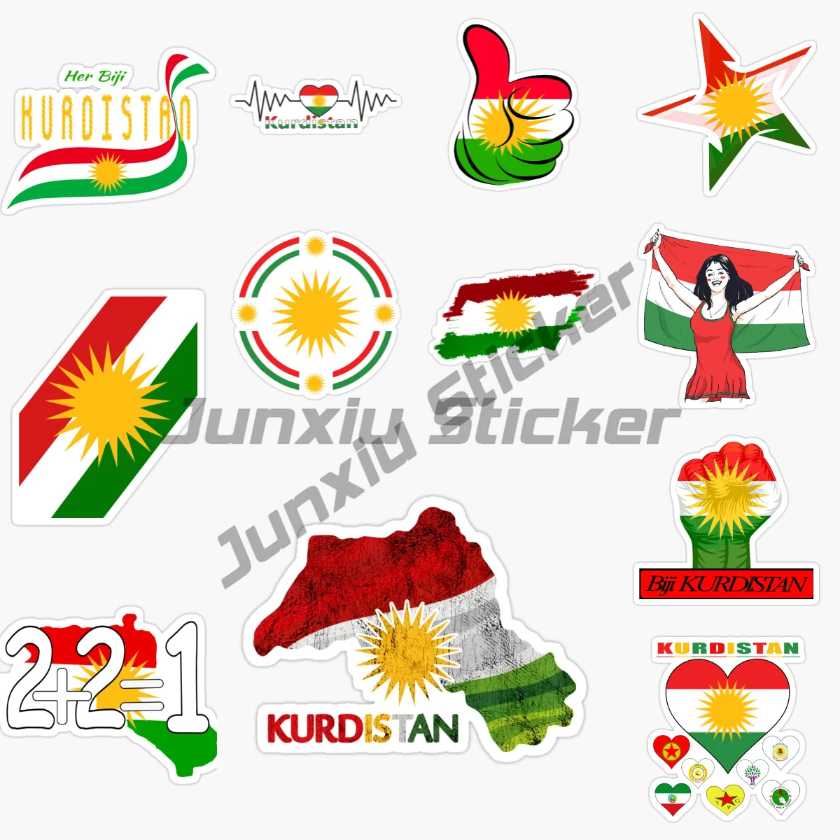 

Kurdistan Kurds Map National Flag and Emblem Sticker for Car Moto Map Flag PVC Vinyl Decal Outside Wall Decoration Customizable