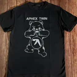 Aphex Twin Bear logo basic black Unisex short sleeve T shirt cotton NH3940