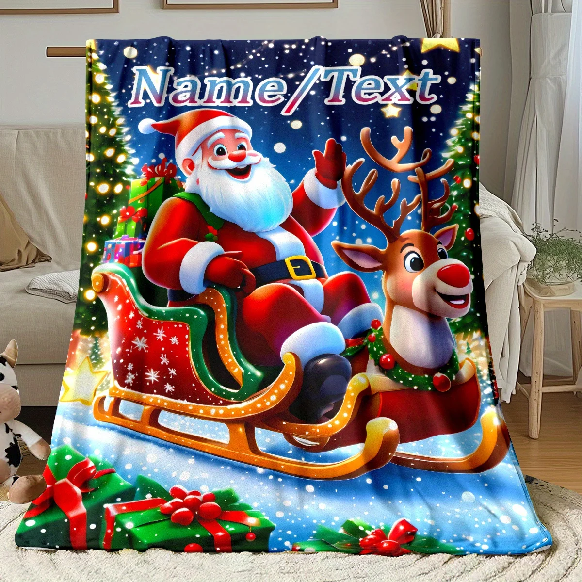 Personalized Custom Throw Blanket Customize Name/Text Soft Cozy Flannel Nap Blanket For Bed Sofa Unique Christmas Gift For Her