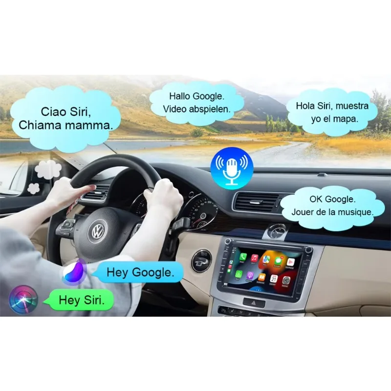 Car Radio with CarPlay Android Auto for VW Golf  Jetta Caddy EOS Tiguan Polo 8'' Touch Screen with Rear Camera Car Stereo