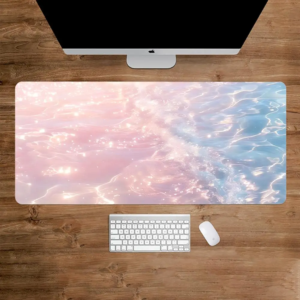 Ocean Waves Extra Large Desk Mouse Pad Locked Edge Shock Absorption Keyboard Mat for Desktop Setup Gaming Desk Mat Anti-slip