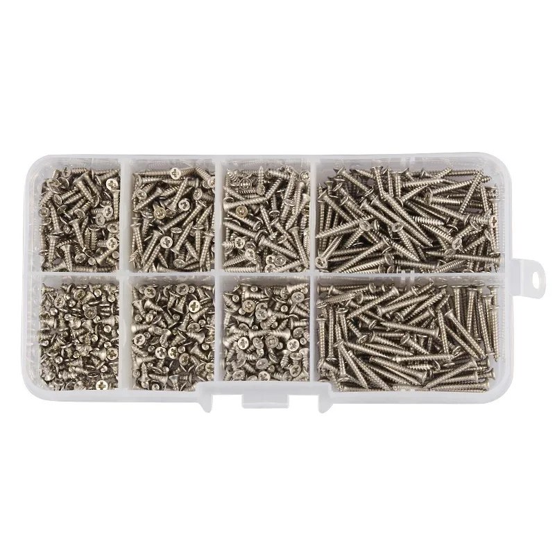 800pcs M2 Self Tapping Screws Carbon steel nickel plated Ultrathin Cross Phillips Ultra Thin Flat Head Self Tapping Wood Screw