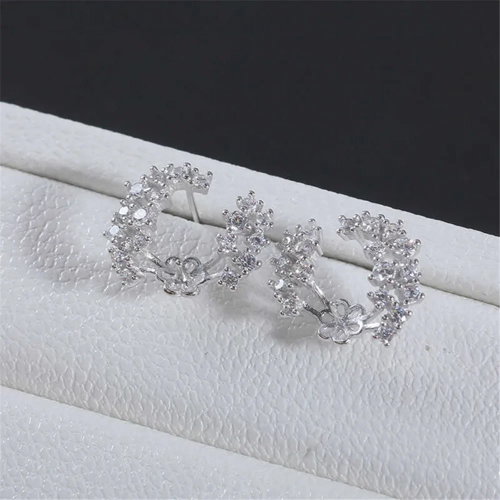 S925 Sterling Silver Pearl Earring Settings DIY Jewelry Making Supplies Blank Earring Posts for Handcrafted Accessories No Pearl