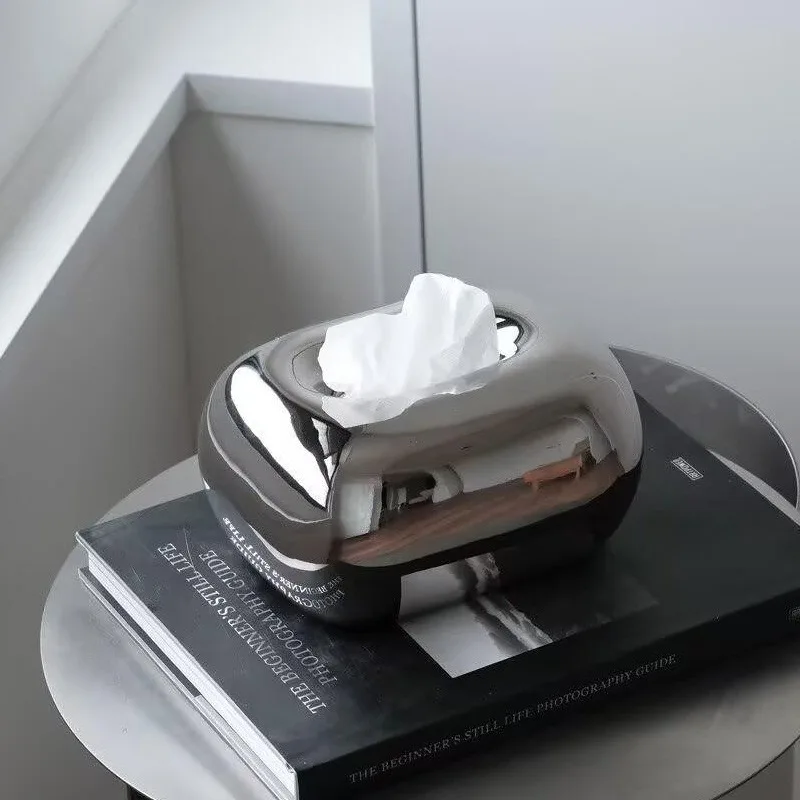 

Ceramic Gold Silver Home Tissue Boxes Luxury Oval Dining-table Tissue Boxes Modern Simple Creative Living Room Decorations