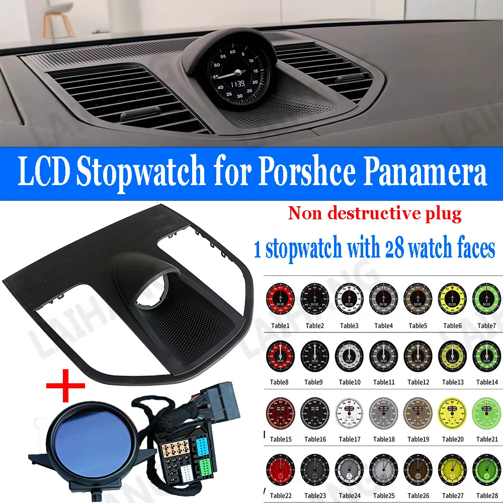 

Приборная панель автомобиля, спортивные часы с хронографом, ЖК-секундомер для Porsche Panamera 976 2024+, внутренний центральный электронный счетчик, приборная панель