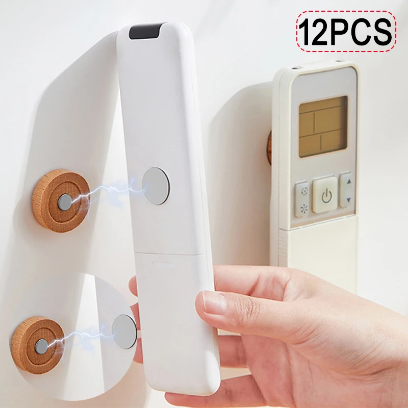 12/1PCS Wooden Hook Wall Mounted Anti-Lost Magnet Holder for Fridge Sticker Remote Control Storage Hooks Home Office Organizer