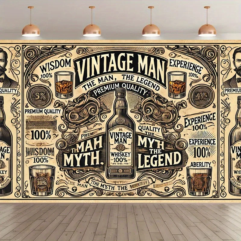 Vintage Whiskey Label Tapestry Retro Bar Decor Classic Alcohol Art Old Fashioned Bottle Print For Man Cave Pub Room Masculine