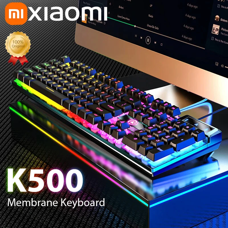 Teclado con cable Xiaomi K500, teclado para juegos de oficina para ordenador Windows e IOS, portátil, membrana de sensación mecánica de 104 teclas