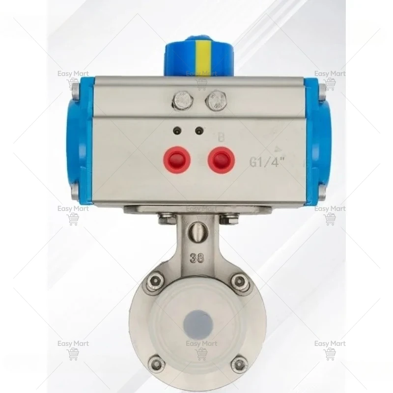 304 stainless steel pneumatic quick-loading butterfly valve AD681X pneumatic valve, clamp type stainless steel body