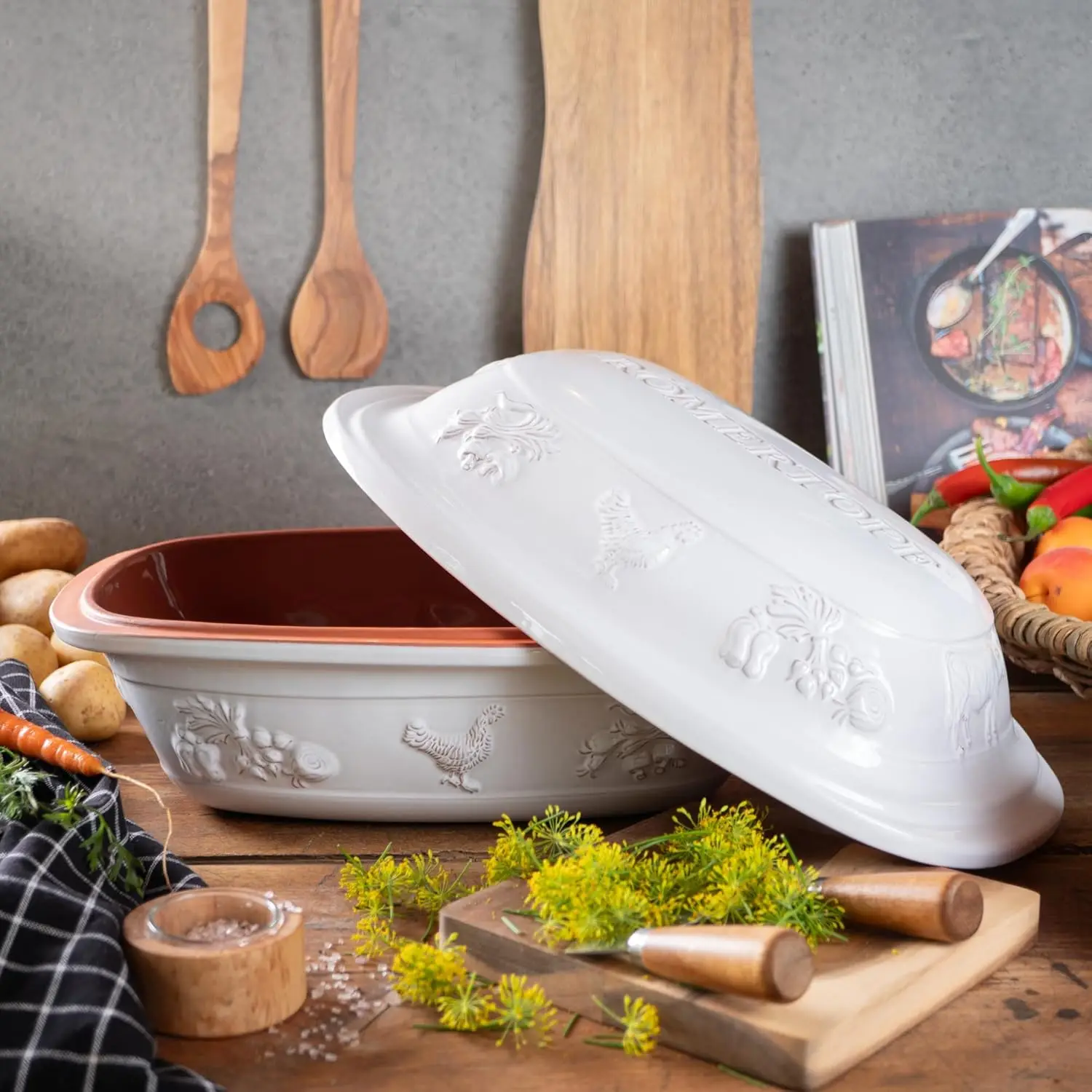 Rustico Clay Roaster | Non-Stick Dutch Oven | Healthy Pot Cooking | Clay Baker | Versatile Cooking Vessel - 5.2 Quart (5 Liters)