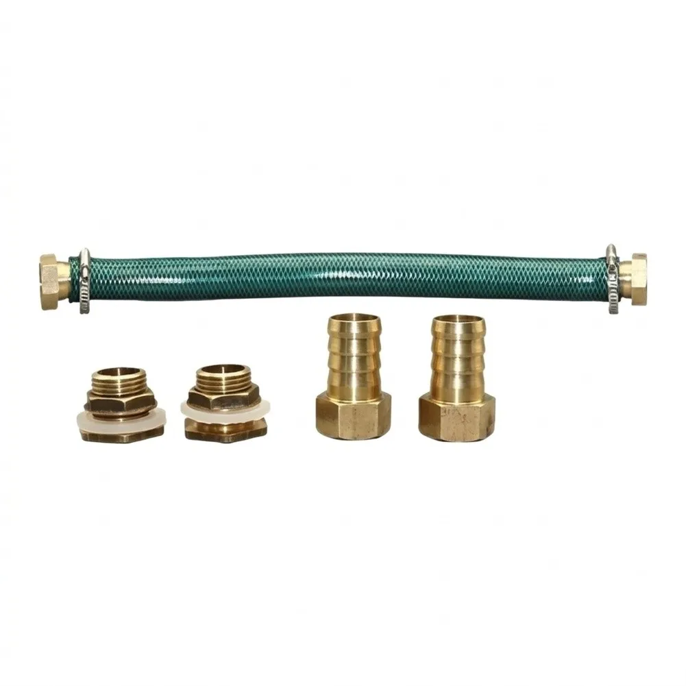 Rainwater Harvesting Hose Connector Set with Brass Fittings and Rubber Tubing Designed for Two Connection Setup