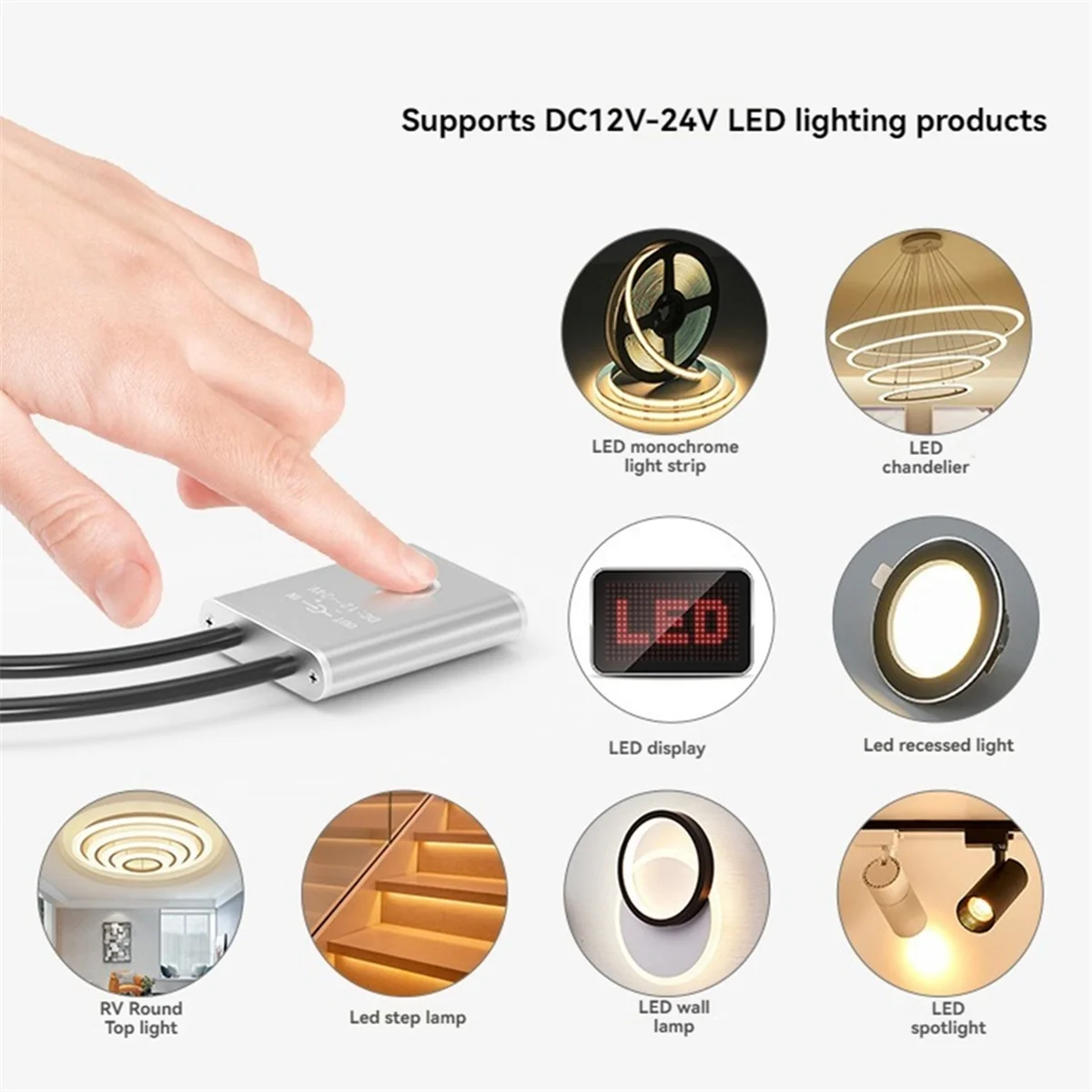 ABJS DC 12V 24V Touch Dimmer Switch Brightness Adjustment Monochrome on/Off Touch Dimming Switch Controller for Cabinet Light
