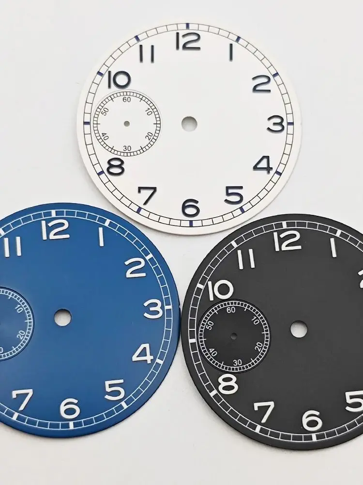 6497 Dial 37mm Black White Blue Watch Dial Green Luminous Fit ETA 6497 Seagull ST3600 Movement — zdjęcie 2