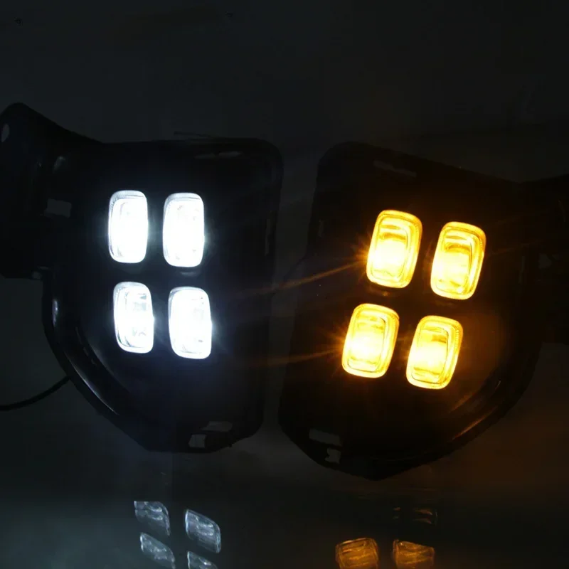 Car LED DRL 12V Daylights For Toyota Hiace 2014 - 2018 Yellow Turn Signal Daytime Running Headlamps Auto Driving Lamp Foglamps view 5