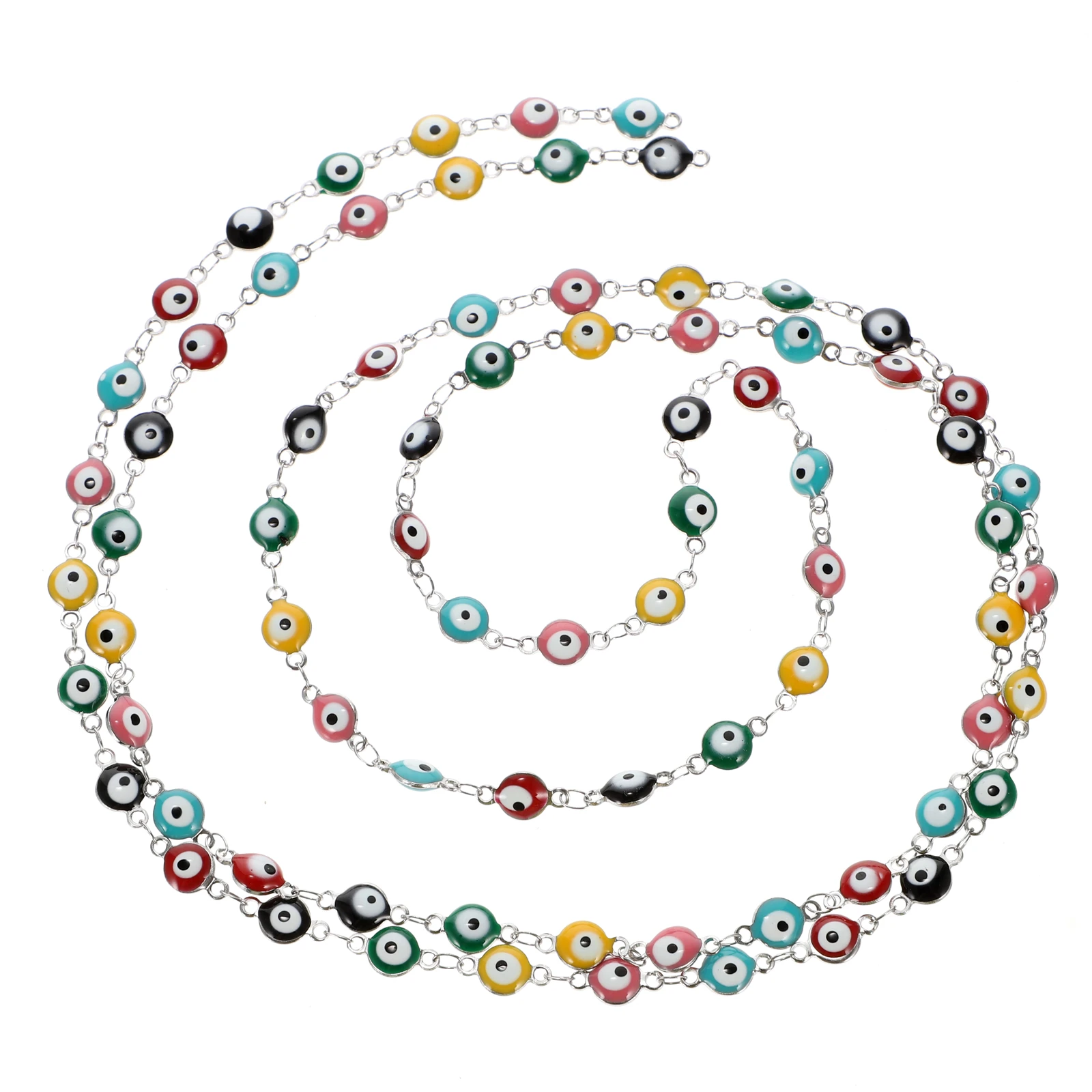 

Colored Bead Chains 1M DIY Craft Accessories H made Bracelets Enamel Eye Charm Evil Link Jewelry Parts Anti Rust