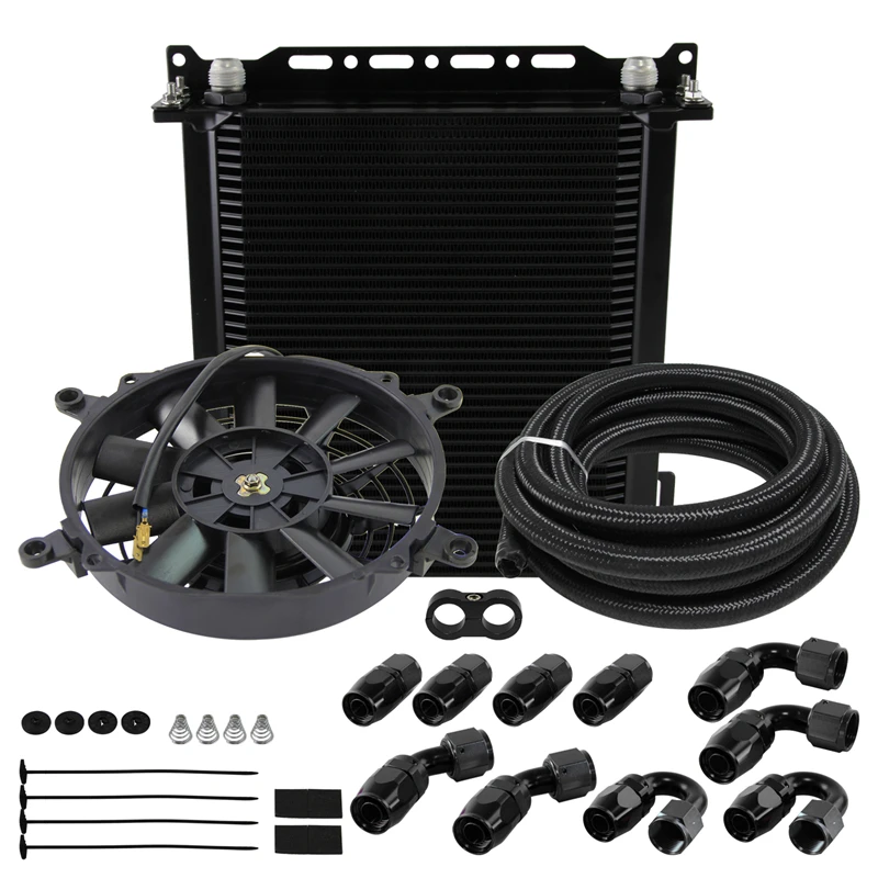 AN10 Engine 40 Row Oil Cooler Universal+5M AN10 Oil Line Fittings+Mounting Bracket+7