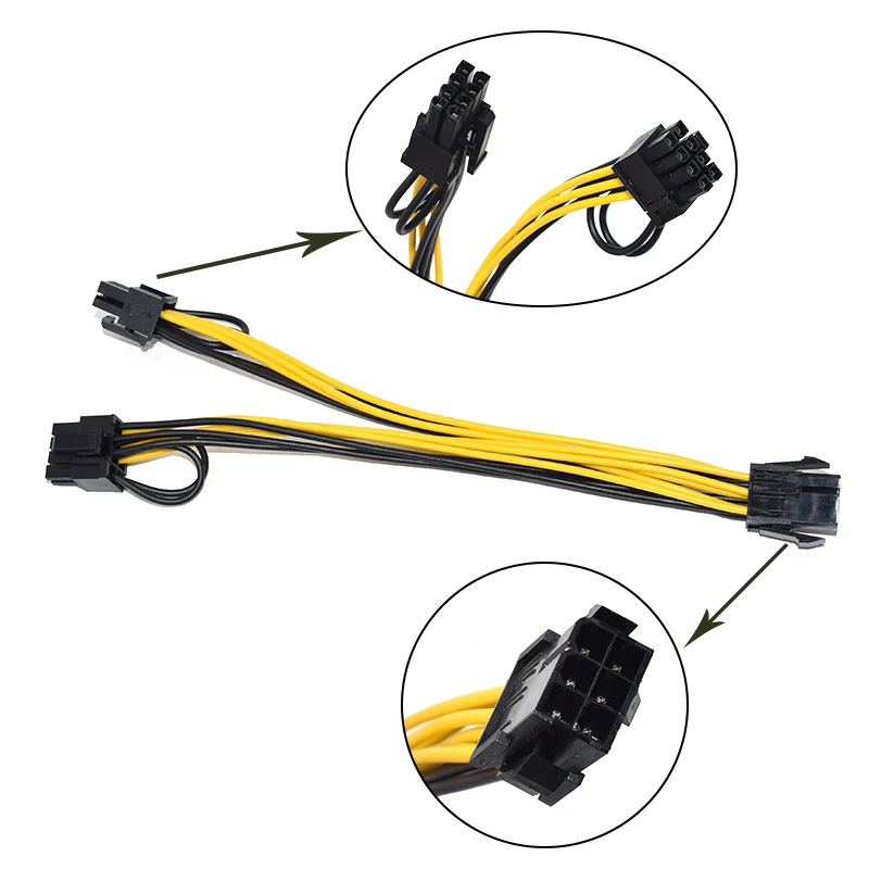 10PCS 6PIN Full Module Cable 21CM 8PIN Cable PCI Express To Dual PCIE 6(6+2)/8 (6+2)PIN Line Graphics Card GPU Power Data Cable