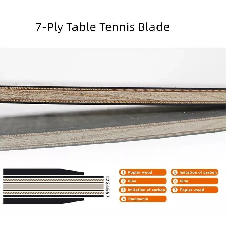 Wood Table Tennis Blade Base with Carbon Fiber 7-Ply Ping Pong Board Professional Pingpong Bat Paddle Long / Short Handle