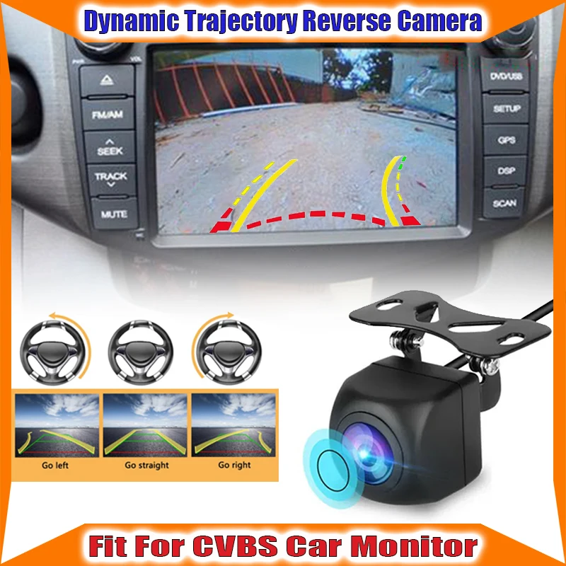 Dynamic Trajectory REVERSE CAR CAMERA with Moving Guidelines - Rear View Backup Camera For Monitor Display MP5 Reversing Parking