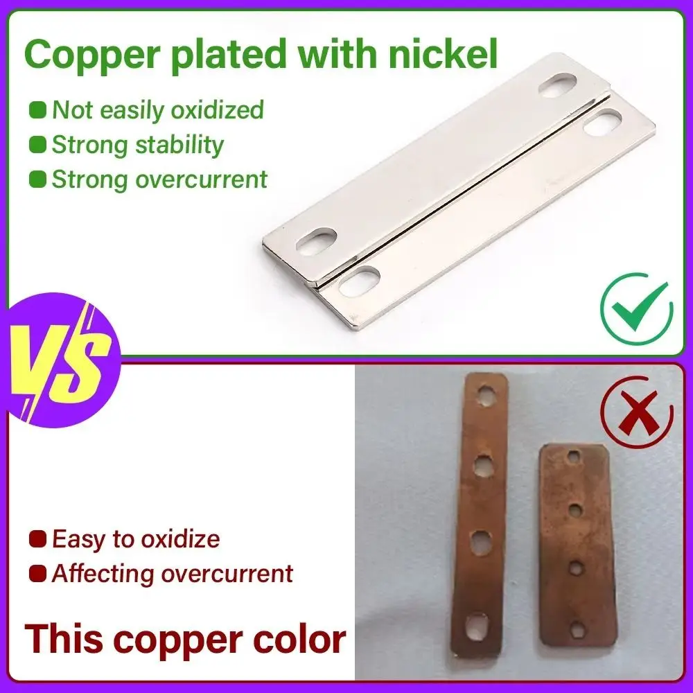 New M6 Bus Bars Connector Flat Nickel-plated Copper Battery Busbar Busbar Connector Lifepo4 Cell Lithium